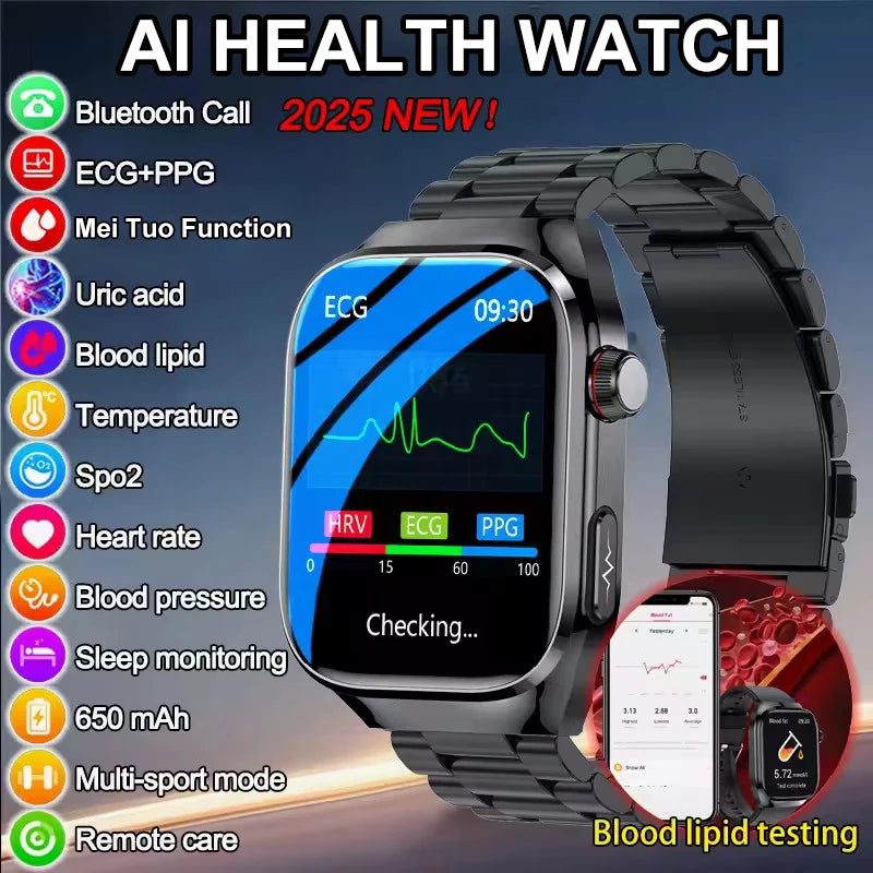 Stay Ahead of Your Health – 2025 LAMA Direct Smartwatch with ECG+PPG Heart Monitor, Blood Pressure, Lipid & Uric Acid Tracking, and Bluetooth Calling