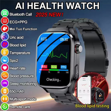 Stay Ahead of Your Health – 2025 LAMA Direct Smartwatch with ECG+PPG Heart Monitor, Blood Pressure, Lipid & Uric Acid Tracking, and Bluetooth Calling