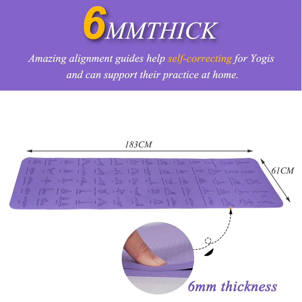 Eco-Friendly Custom Yoga Mat – Durable 6mm TPE Non-Slip Mat for Fitness, Stretching & Meditation (183×61cm)