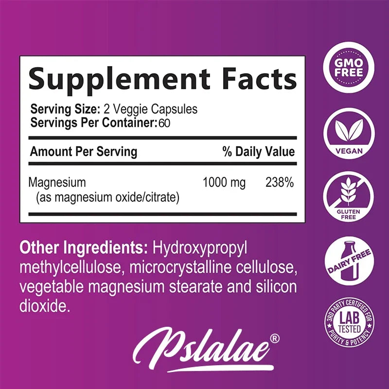 Magnesium Citrate – Supports Muscle Function, Nerve Health, Energy Production & Heart Wellness