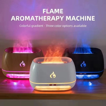 New 3D Flame Fire Aroma Air Humidifier Himalayan Crystal Salt Stone